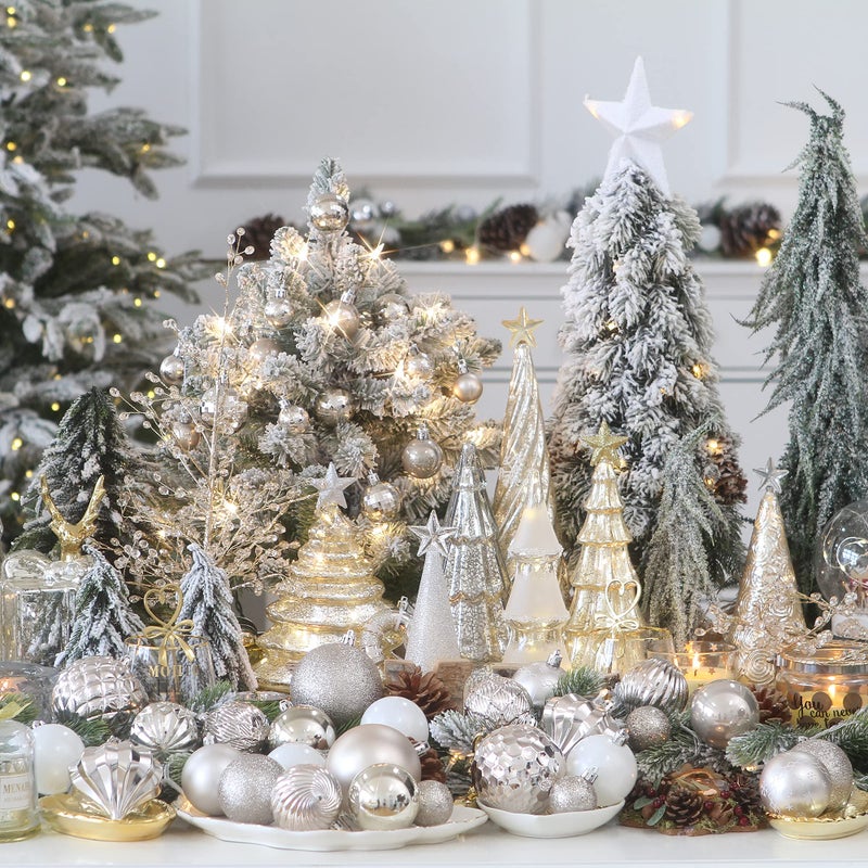 Sea Team 21-Pack Christmas Ball Ornaments with Strings, 80mm/3.15-Inch Large Size Baubles, Shatterproof Plastic Christmas Bulbs, Hanging Decorations for Xmas Tree, Holiday, Wedding, Party, Champagne - Image 3